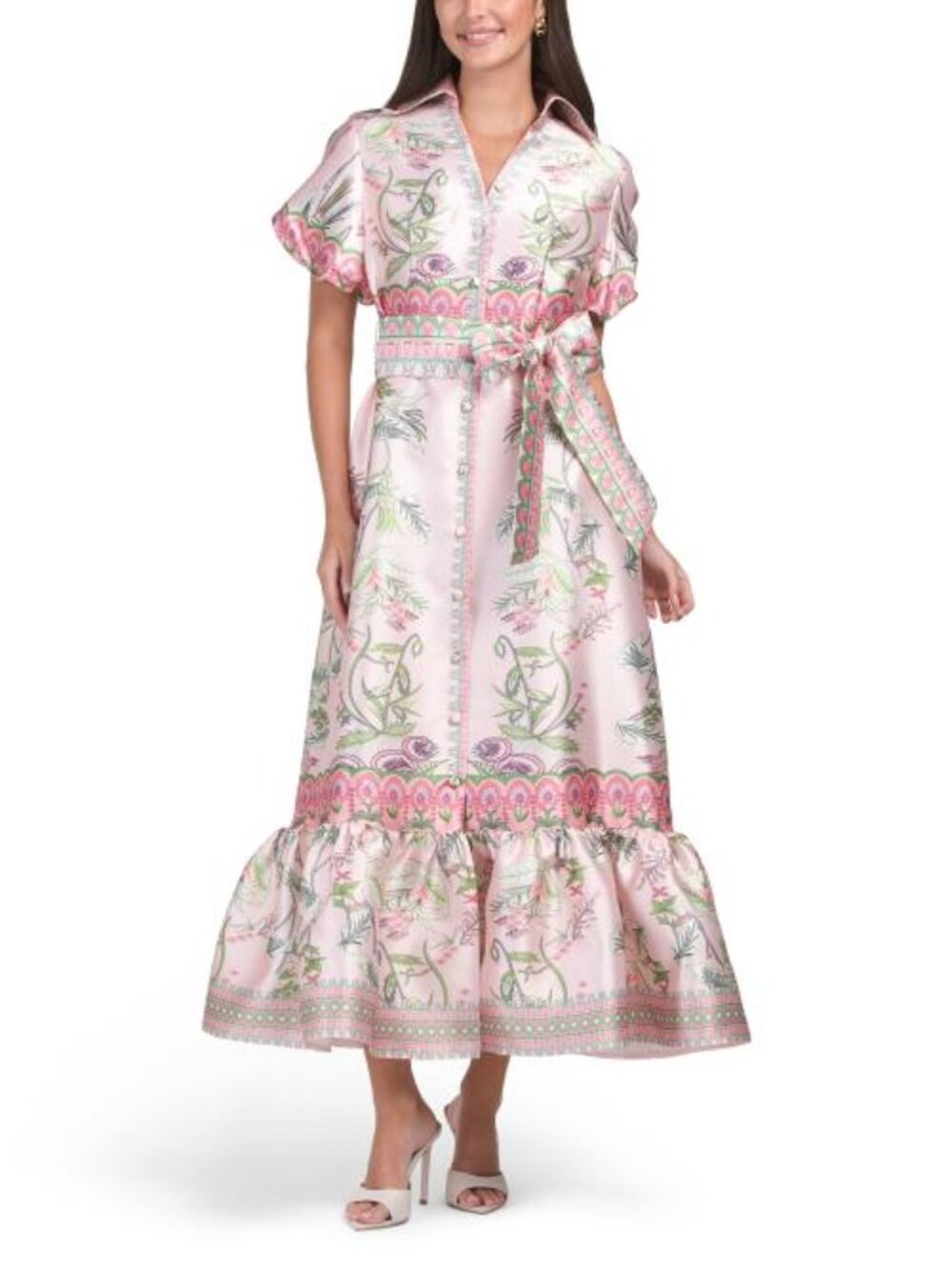 NANCY YANG Button Down Mikado Dress